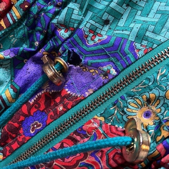 Vintage ‘90s Funky Patterned Multi color synch waist Jacket large women’s - Picture 7 of 9